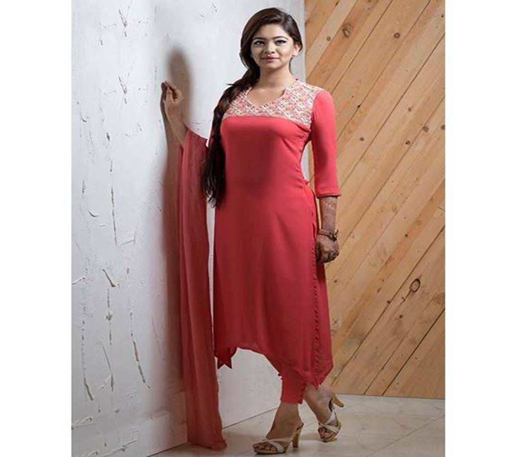 Unstiched Embroidery Georgette Three-Piece (Replica)