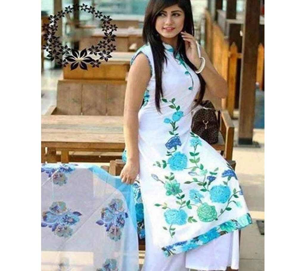 Unstitched block printed Rajdhani voyel cotton Salwar Kameez St block-262