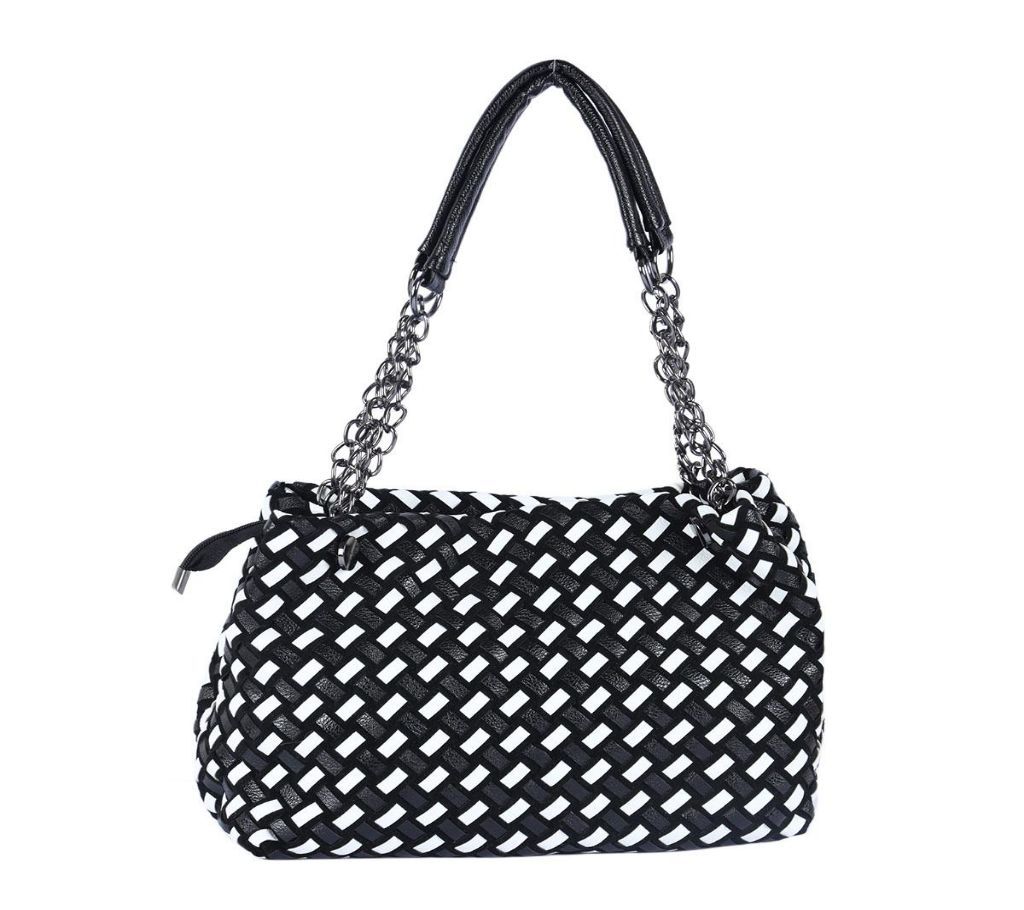 White and Black PU Leather Shoulder bag For Women