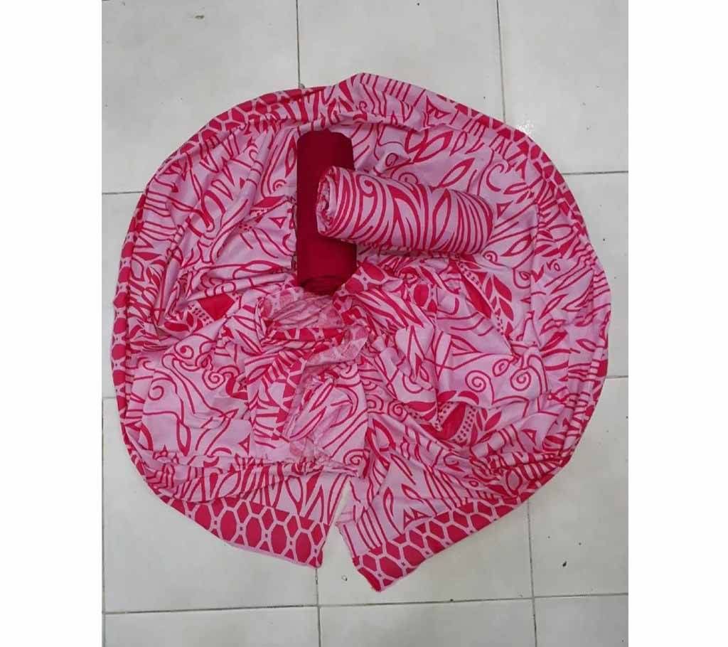 Joypuri Cotton Screen Print - White Color With Red Color Multi Design