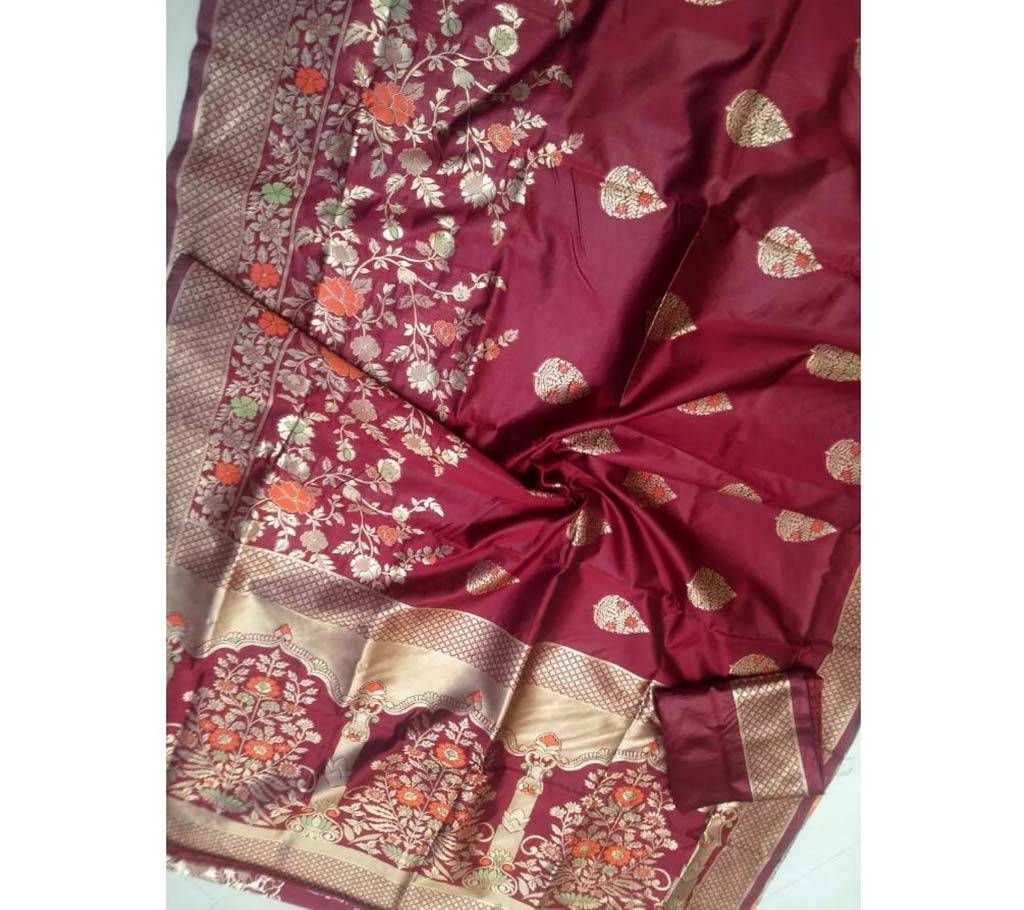 Banaras silk Sharee with blouse pice 03 Maroon with Gold Mix color paar