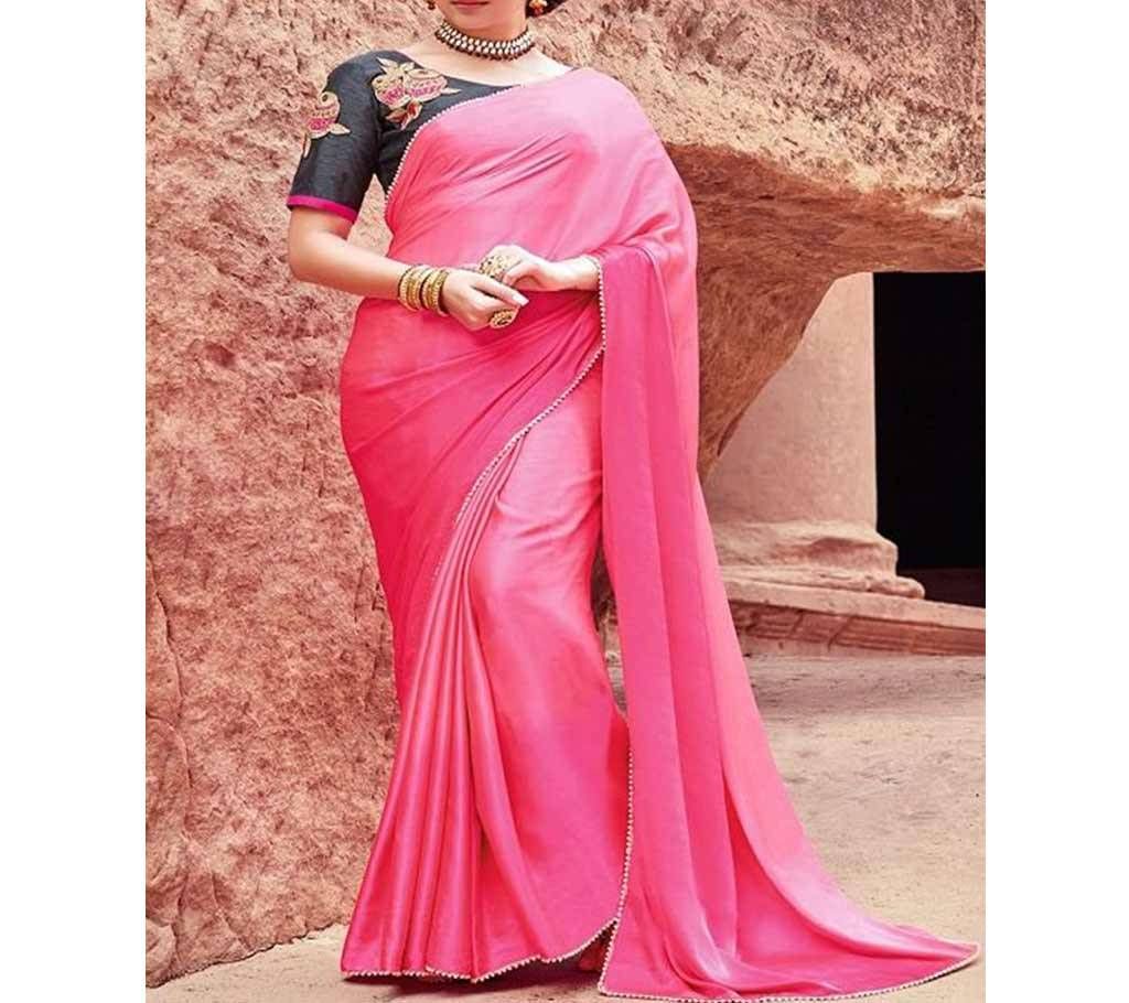 plain satin saree