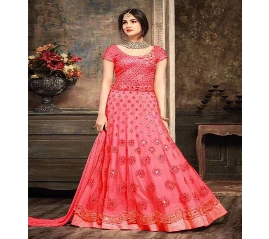 Georgette Embroidery Semi Stitched Perty Dress for woman