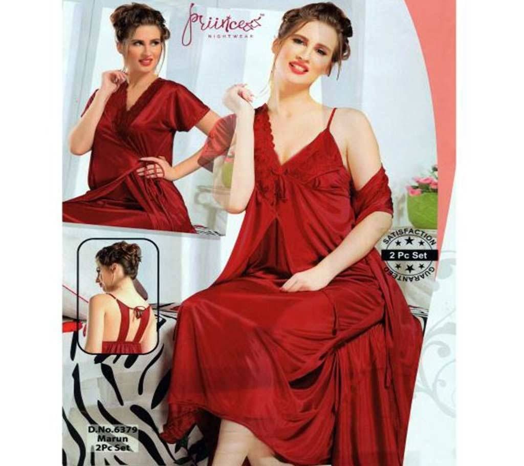 Fashionable Two Part Nighty-6379 Marun