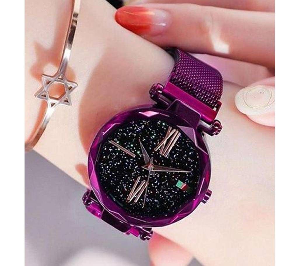 
Magnet Analog Watch for Women -Purple