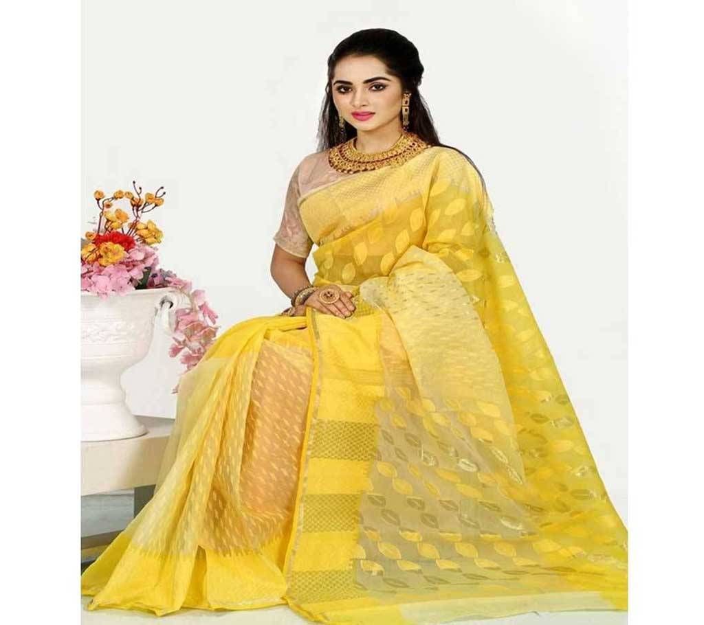 Silk Jamdani Saree Yellow