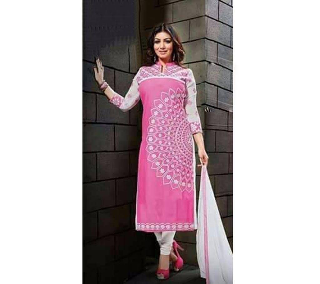 Hand painted Un stitched cotton three piece-copy 