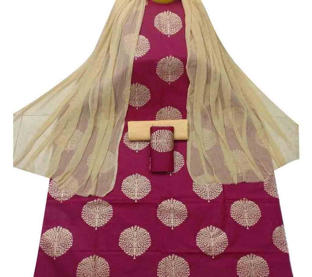 Unstiched Skin Printed 3 pieces Marron 