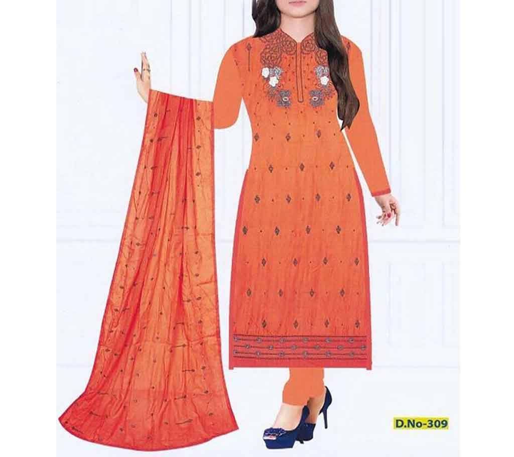 Unstached Cotton Three Piece - Orange 