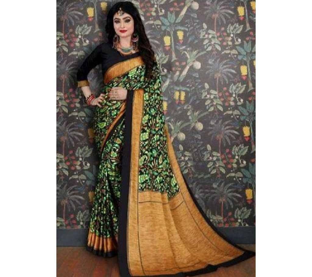 Crepe Silk Saree  Green Mix 