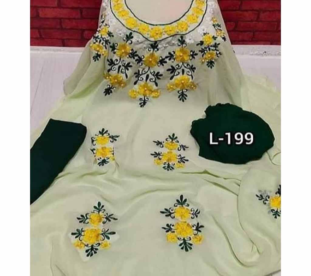 Semi Stitched Indian Weightless Georgette -embroidery 3 Piece For Women-17 