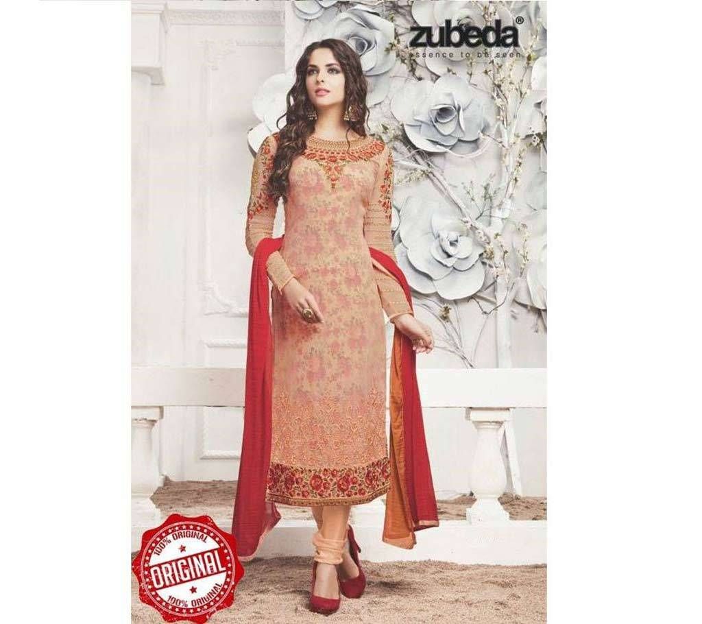 Semi-Stitched Embroidered Georgette Replica Three piece