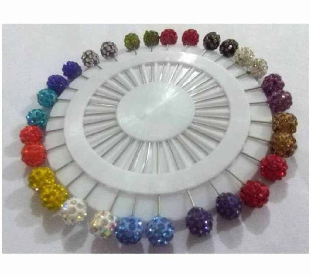 Stone setting hijab pin-30 pcs