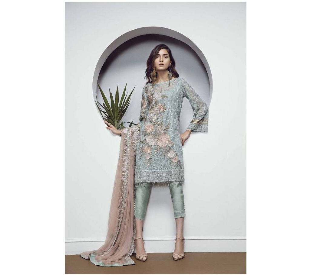 Semi-sticthed Georgette Emboidery Three Piece (Copy)