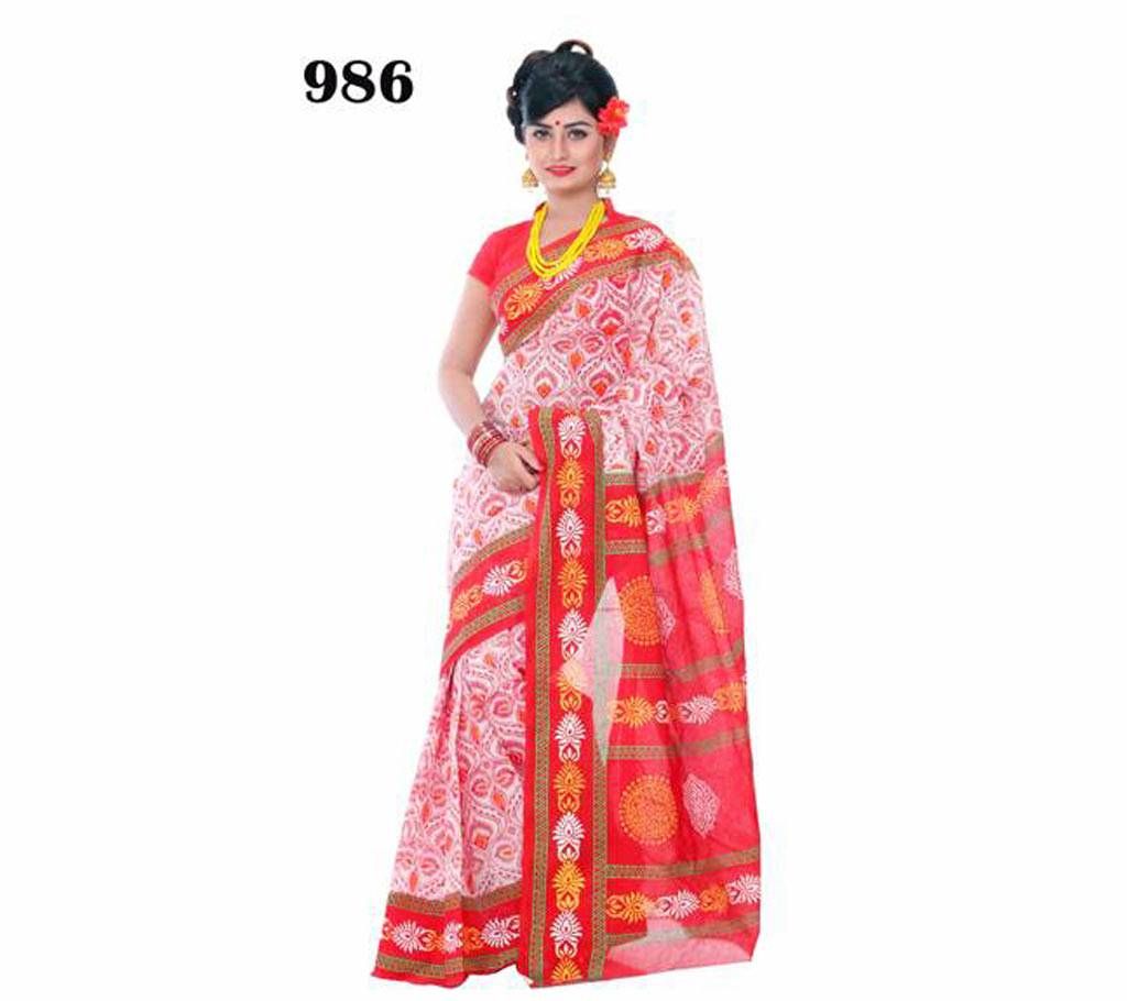 Pure Cotton Saree with Hand Block Work Design