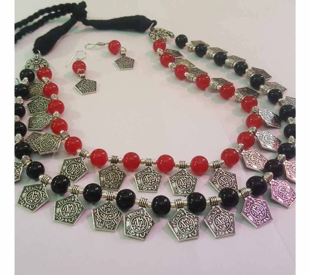 Double Layer Coin Necklace with Earrings 