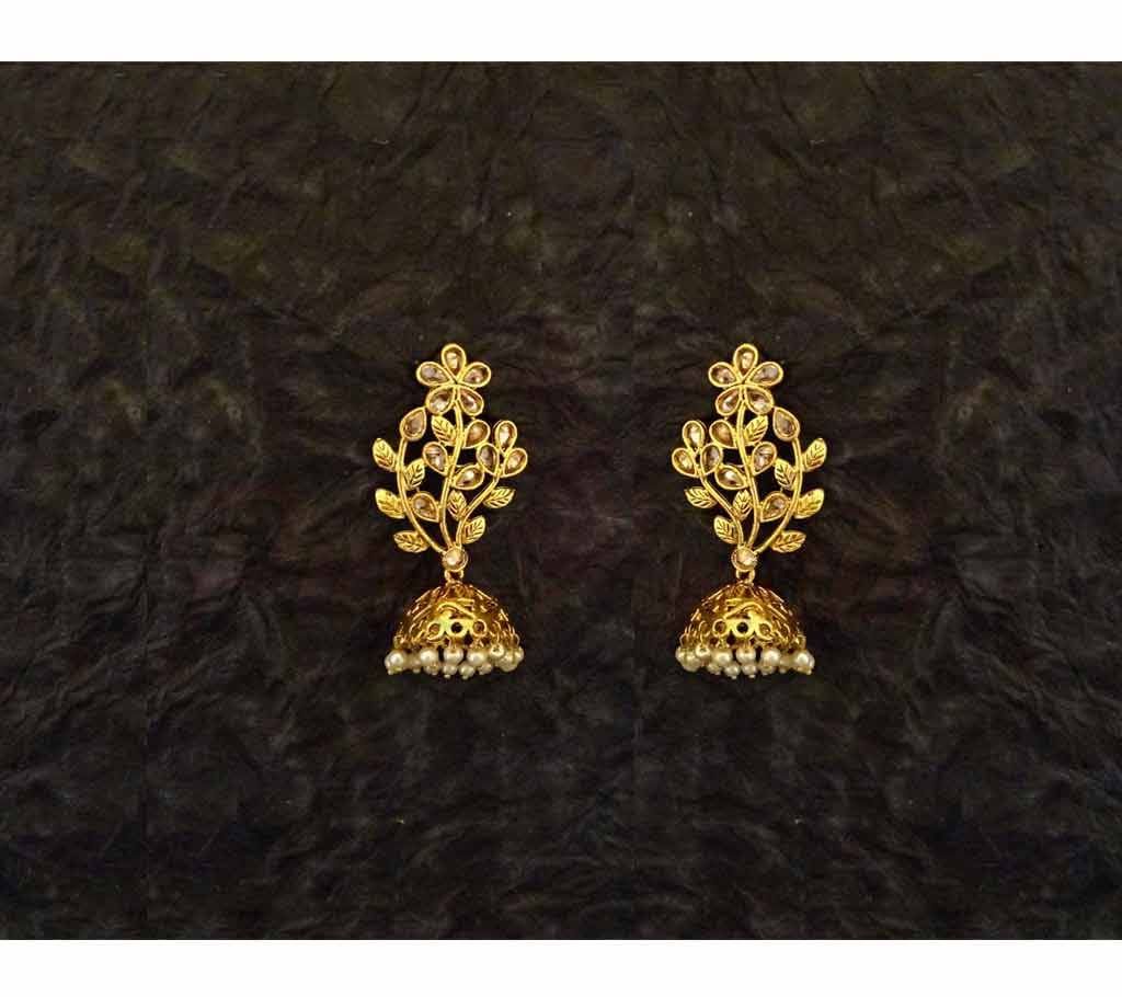 Leaf Plant Shape Polki Earrings (by Pink Point - ER-5504-46)