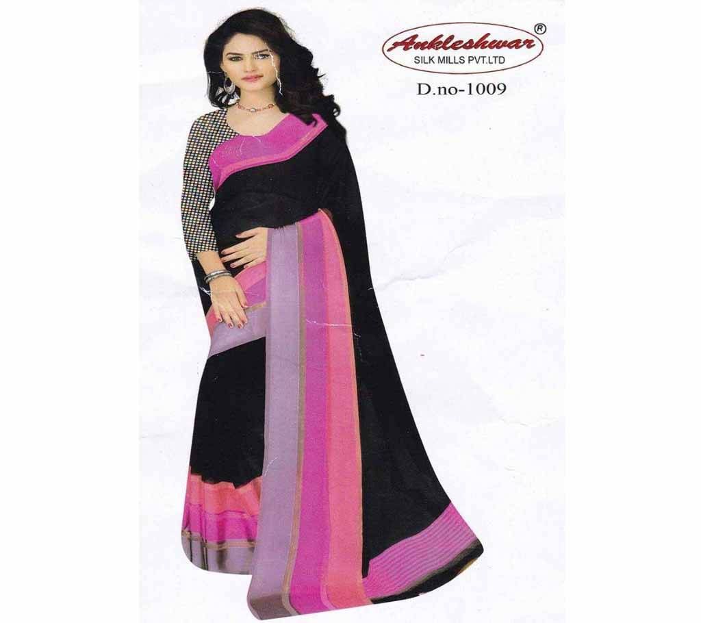 Black Printed Indian Georgette Silk Sharee