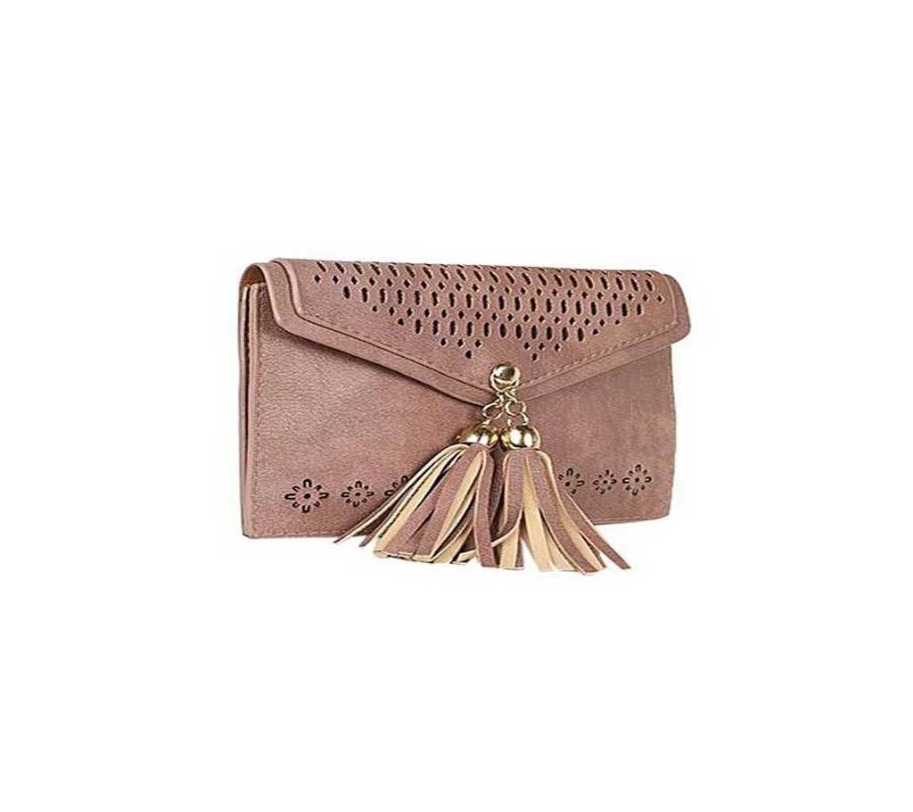 Light Pink Aritficial Leather Side Bag For Women
