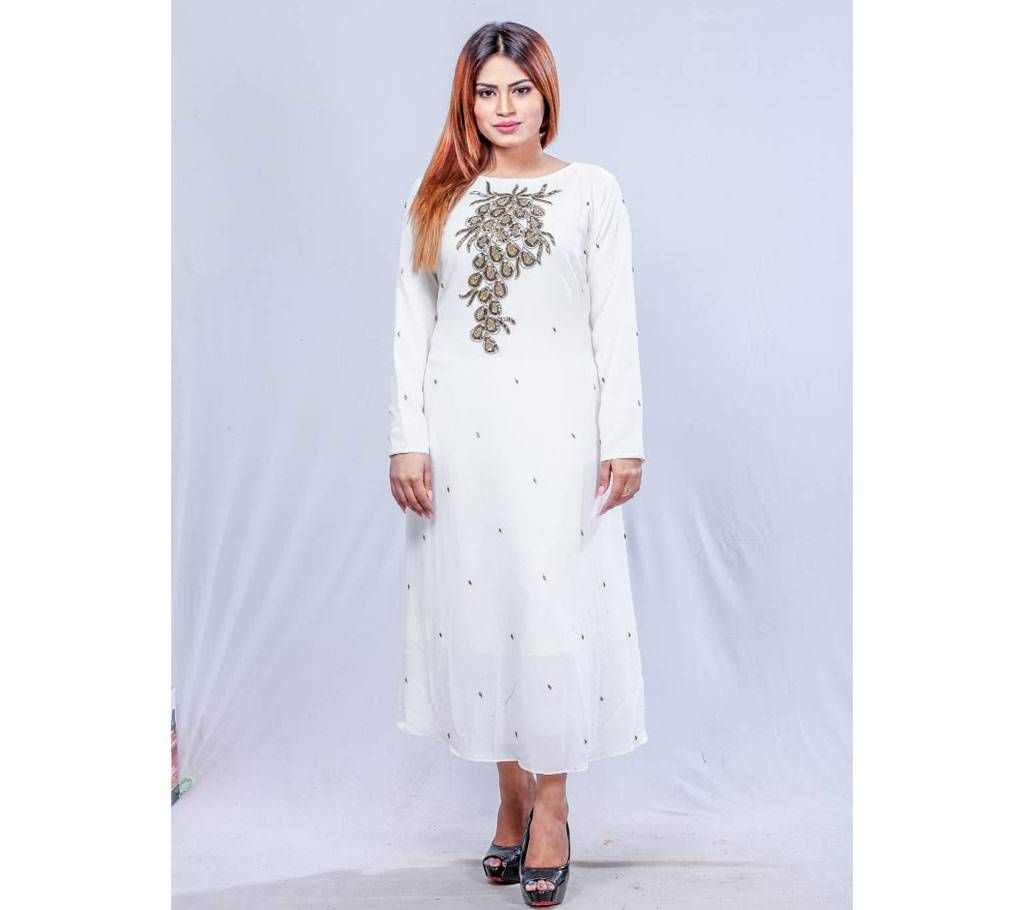 White Georgette Kurti for Women