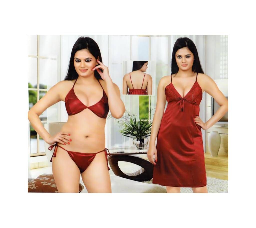 Salmon Night Dress & Bikine for Women- Marun