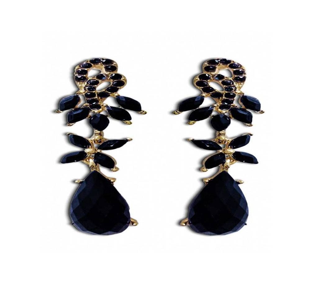 Black flower drop earring