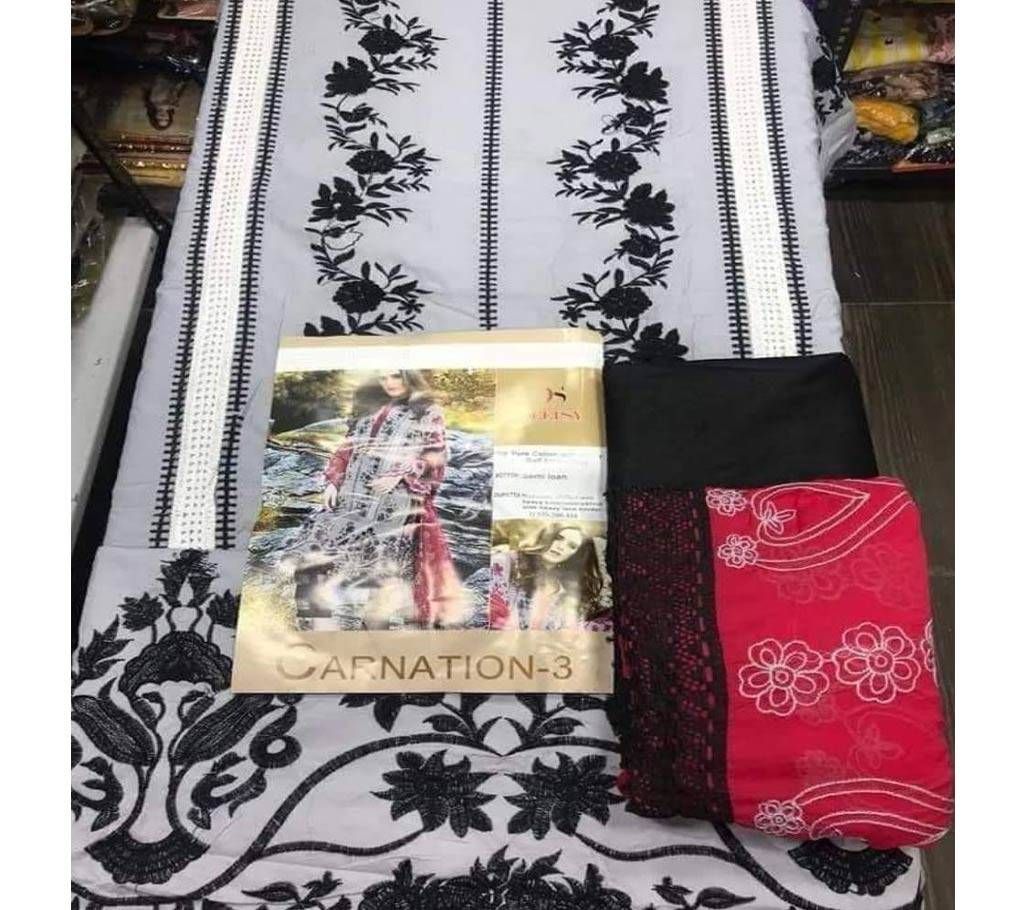 Indian unstitched embroidery three piece 