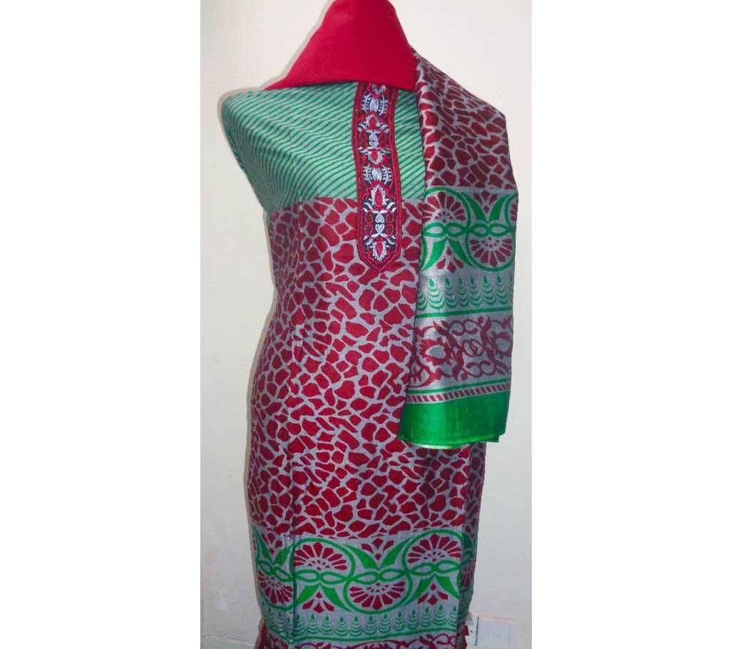 Indian Unstitched Tissue Cotton Three Piece 399