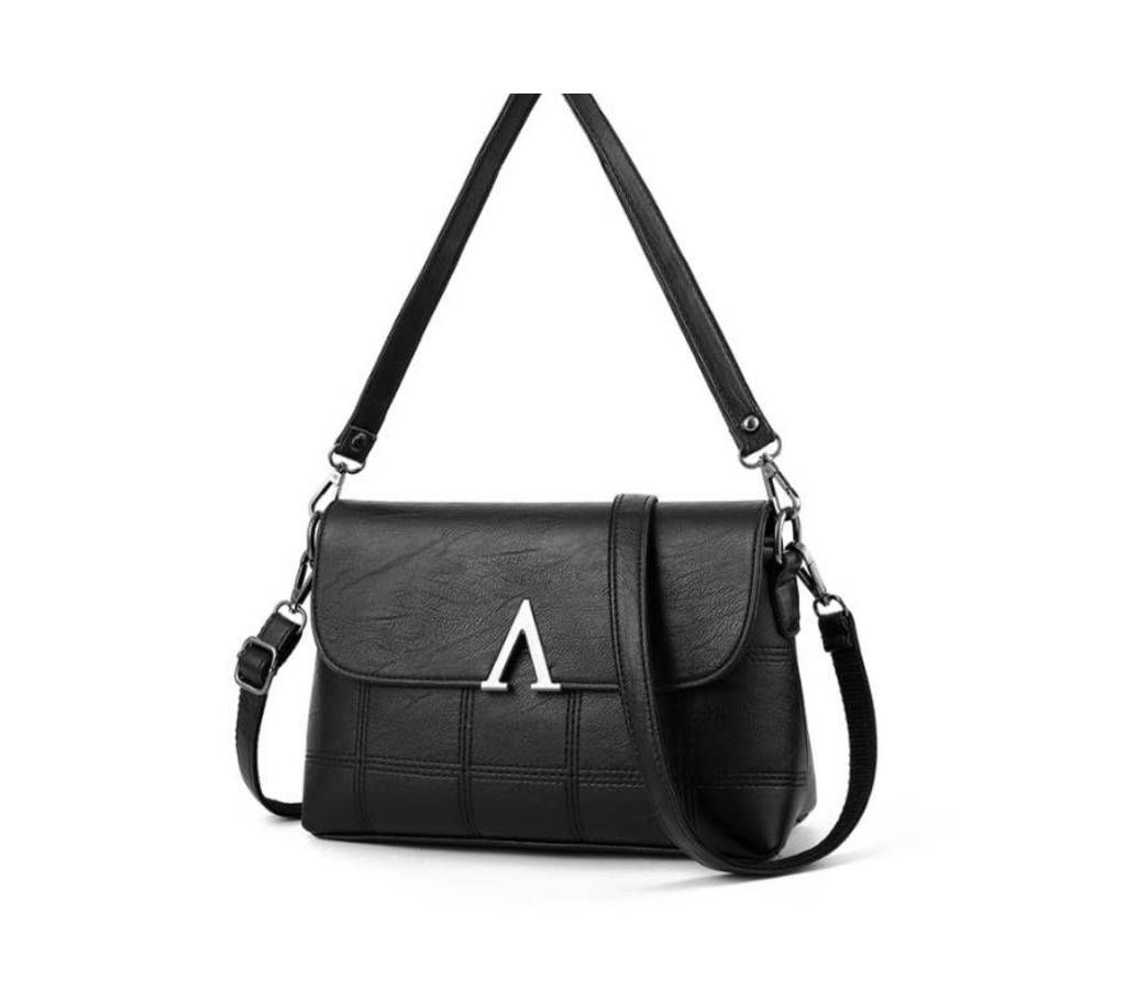 Black PU Leather Hand Bag for Women
