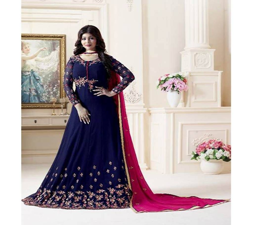 Unstitched blue georgette Gown suit Lavina-7003