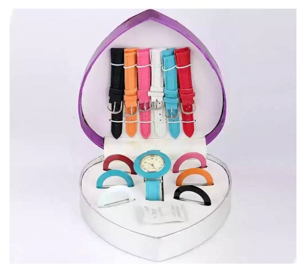 Multicolor Ladies Matching Watch set