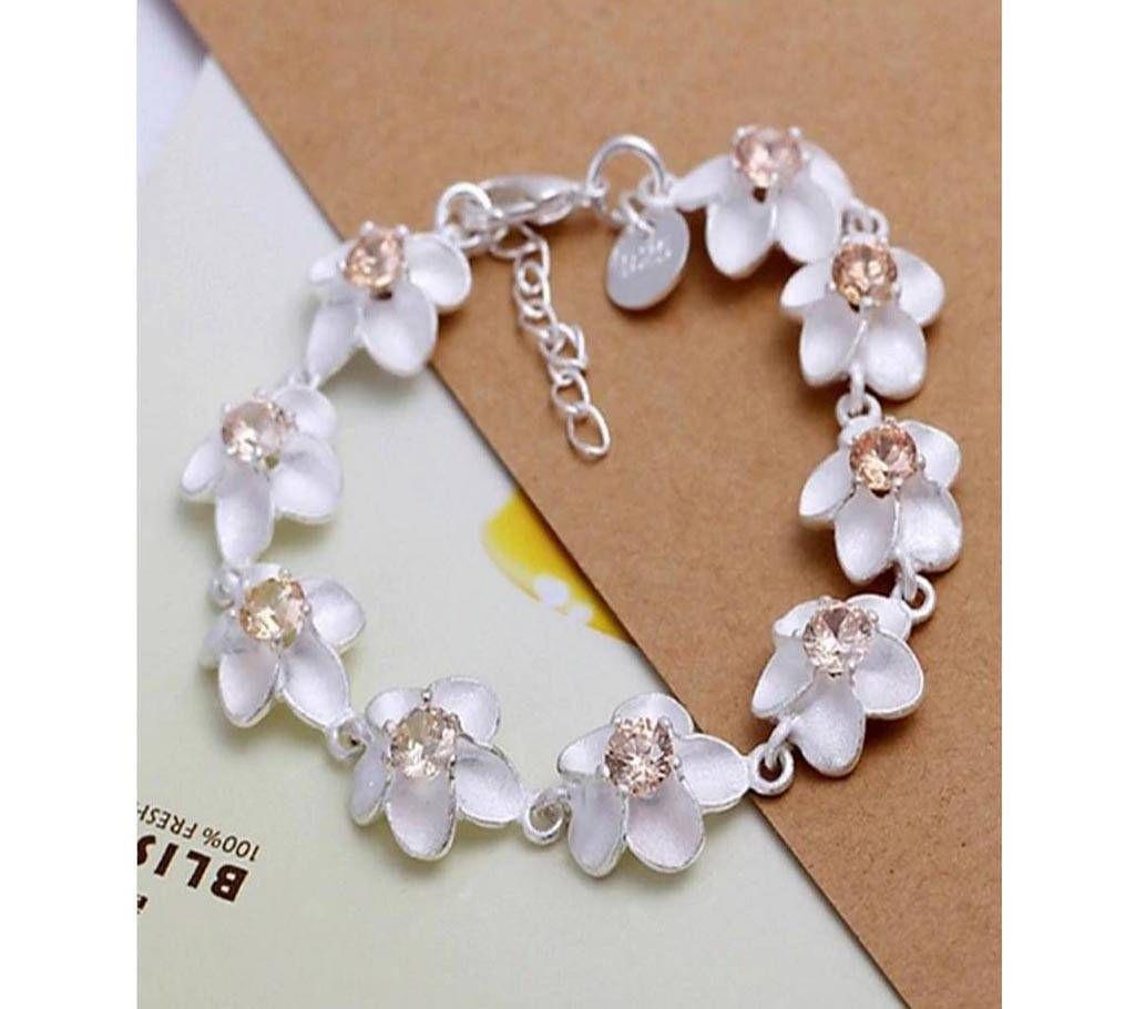 Rhinestone flower chain bracelet