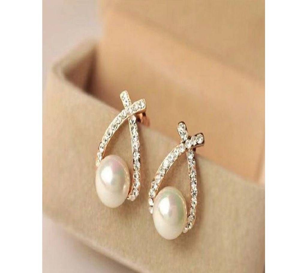 Jewelry New Brand Design Gold Color Pearl Stud Earrings For Women