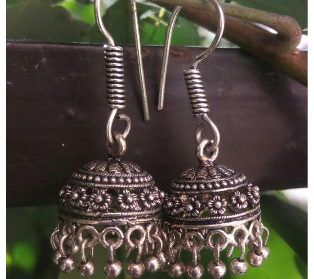 beautiful Indian joypuri silver jhumka