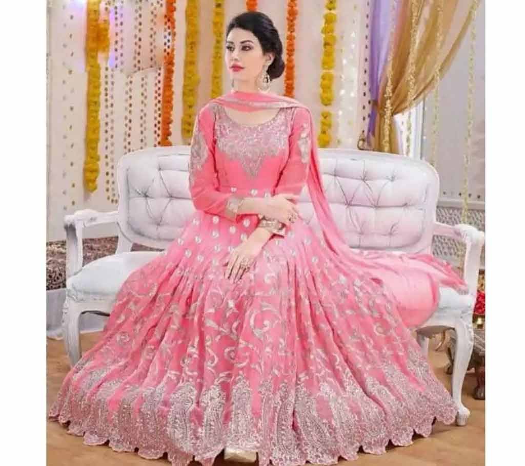 Indian Unstitched Georgette Embroidery Gown 