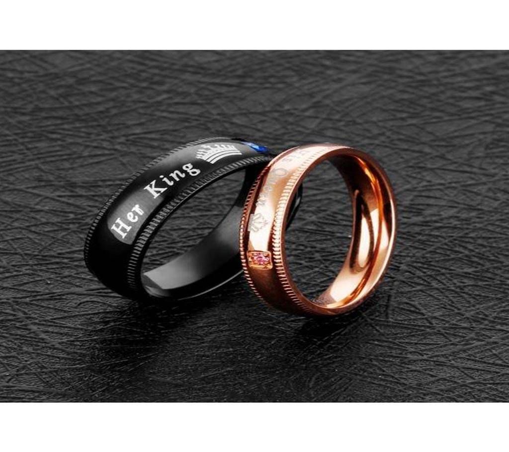 His Queen Her King Stainless Steel Couple Finger Ring