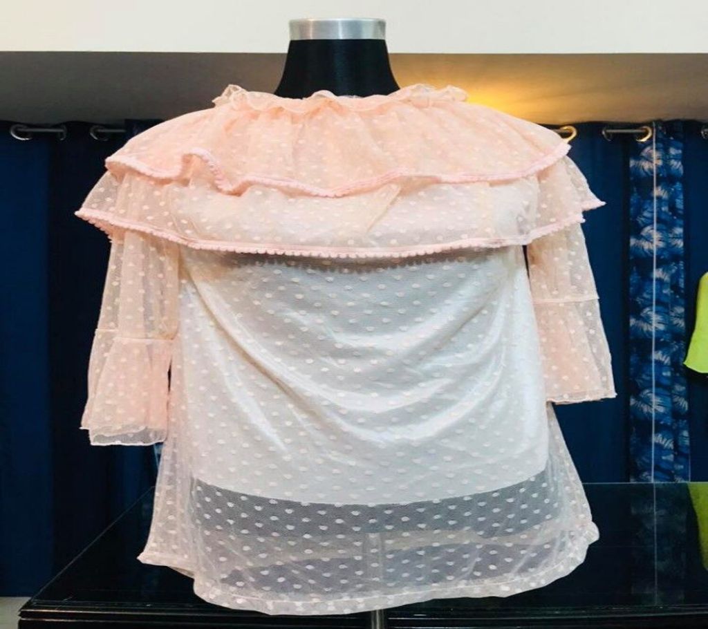 Western Off Shoulder Net Tops