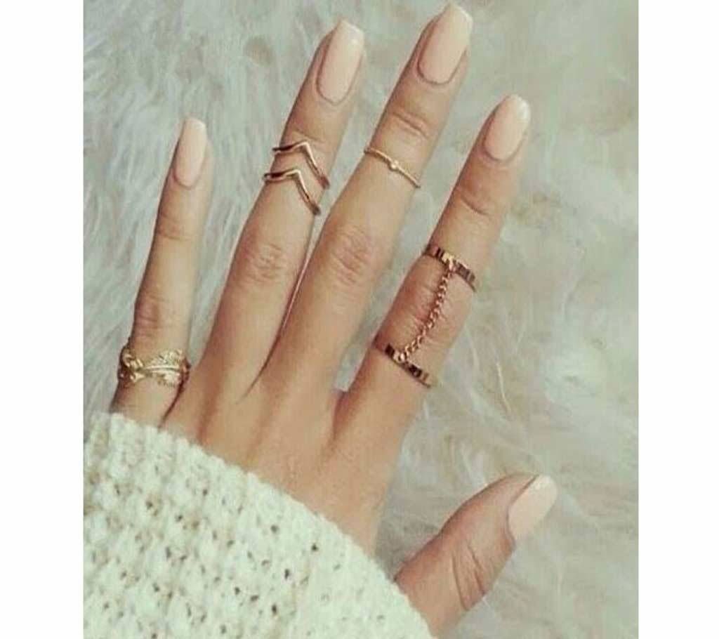 5pcs V joint finger chain Ring For Women