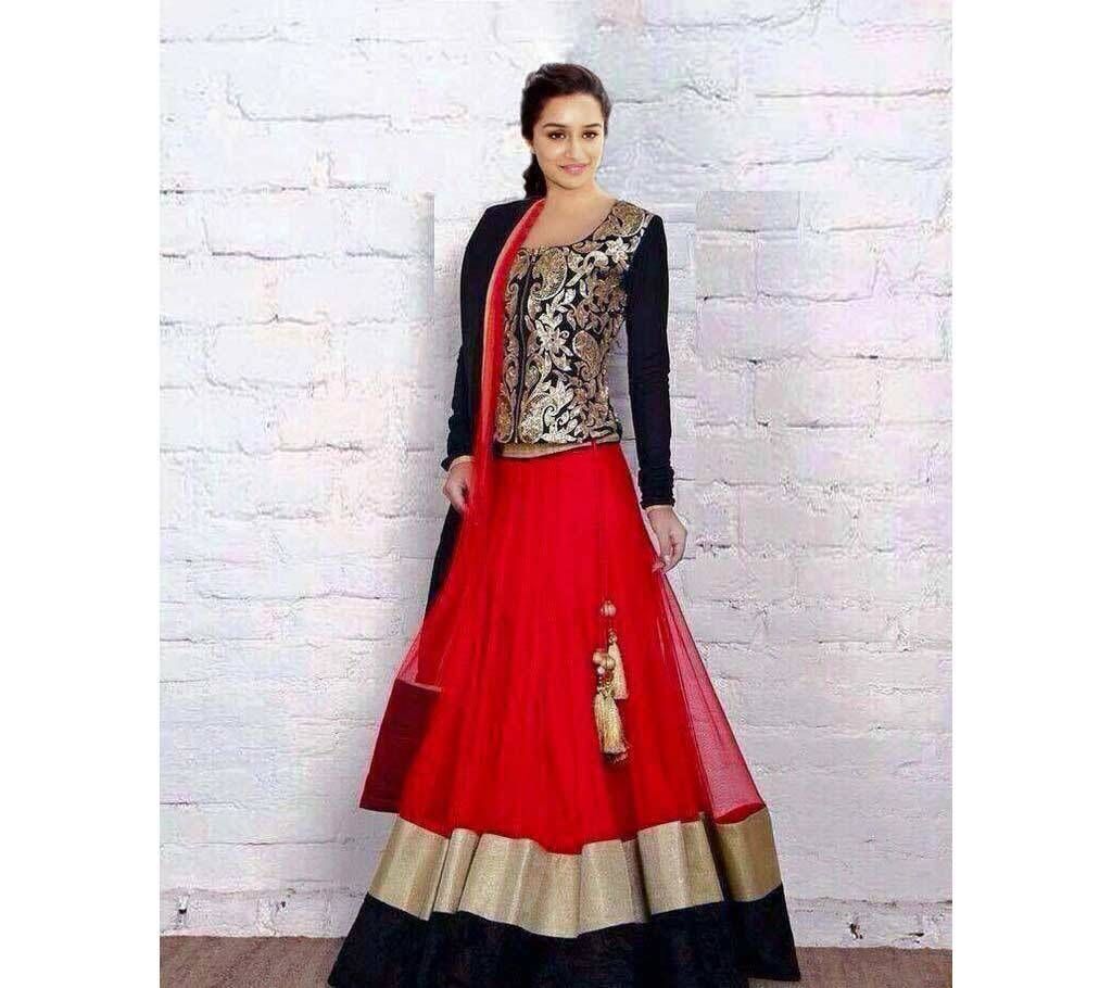 Unstitched replica georgette embroidery lehenga choli