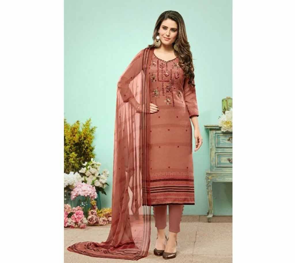 Unstitched Pashmina Print With Embroidery salwar kameez 