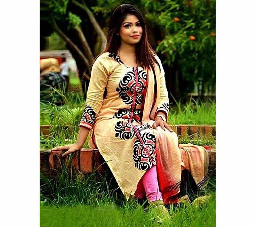 Unstitched Cotton Salwar kameez for women - 3Pcs - 035 - MHG