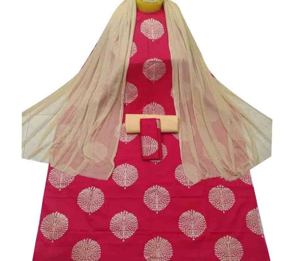 Unstiched Skin Printed Cotton 3 pieces 