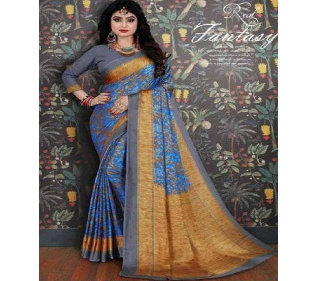 Crepe Silk Saree  Blue 
