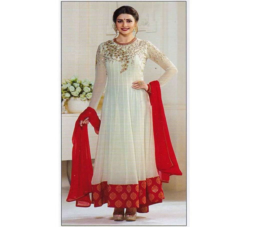 Semi-Stitched Embroidered Georgette Replica Long Party Suit