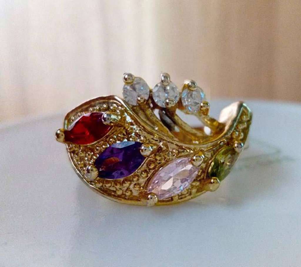 multicolor stone setting ladies finger ring