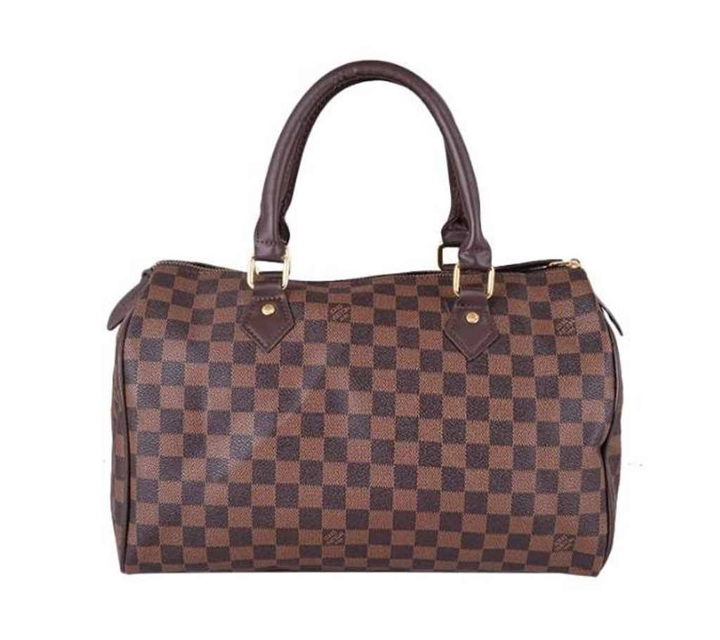 Black and Brown Artificial Leather Hand Bag For Wo