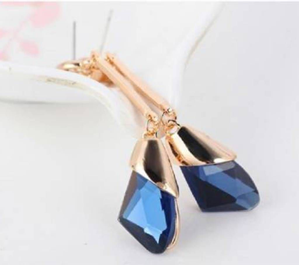 Geometric Crystal Gold Color Water Drop Earring