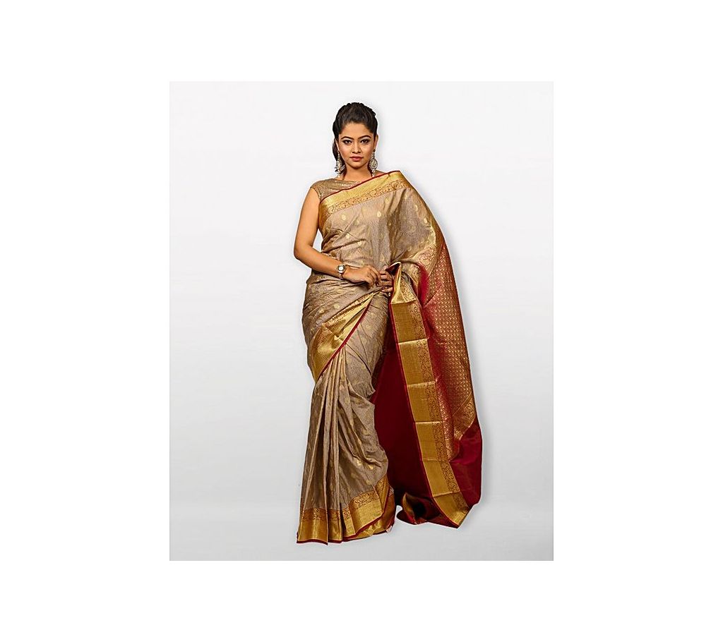 Sareen Katan Kanjivaram Saree - Ash