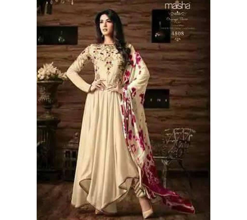 Unstitched Georgette Embroidery Long Three Piece Dress - Copy