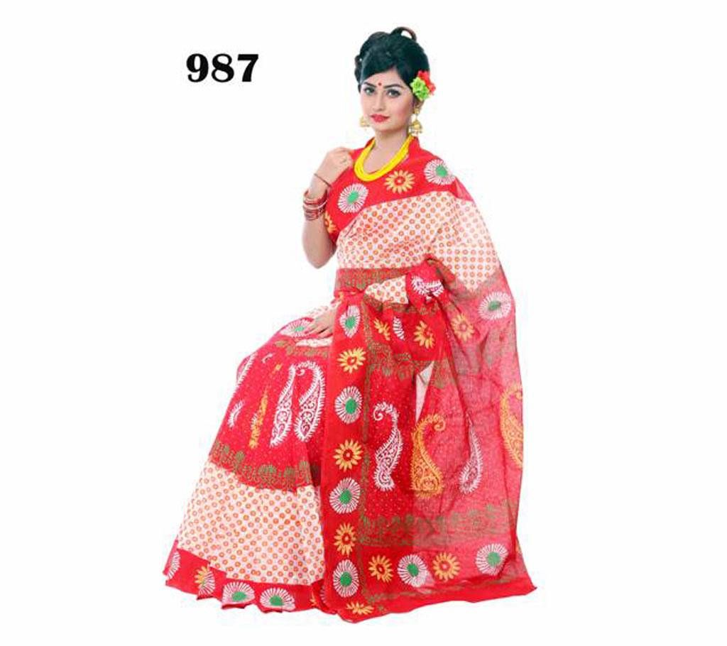 Pure Cotton Saree with Hand Block Work